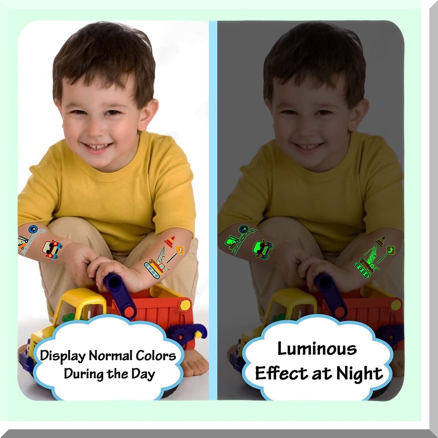 Construction Party Supplies for Kids, 100 Luminous Tattoos