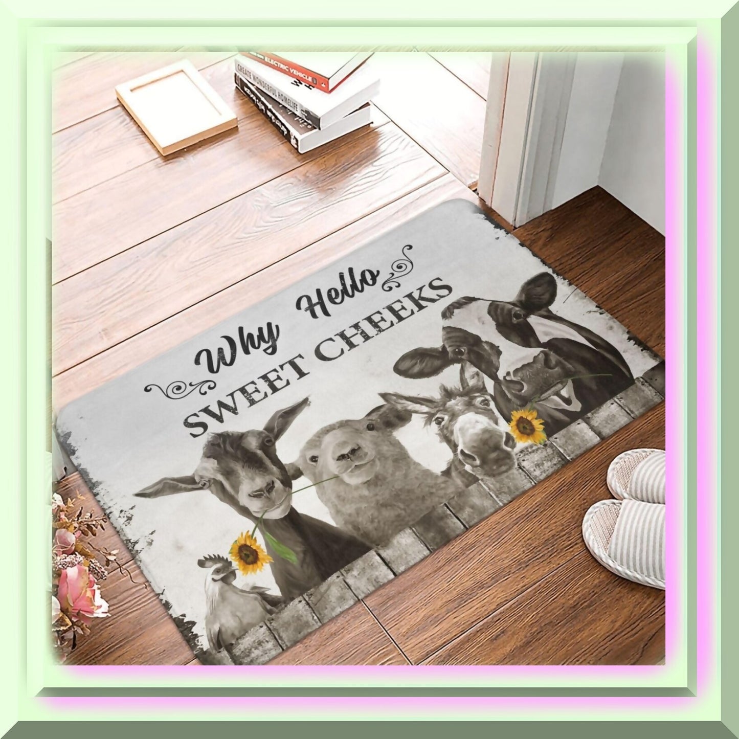 Farmhouse Cow Bath Mat 16"x24" Non Slip Washable