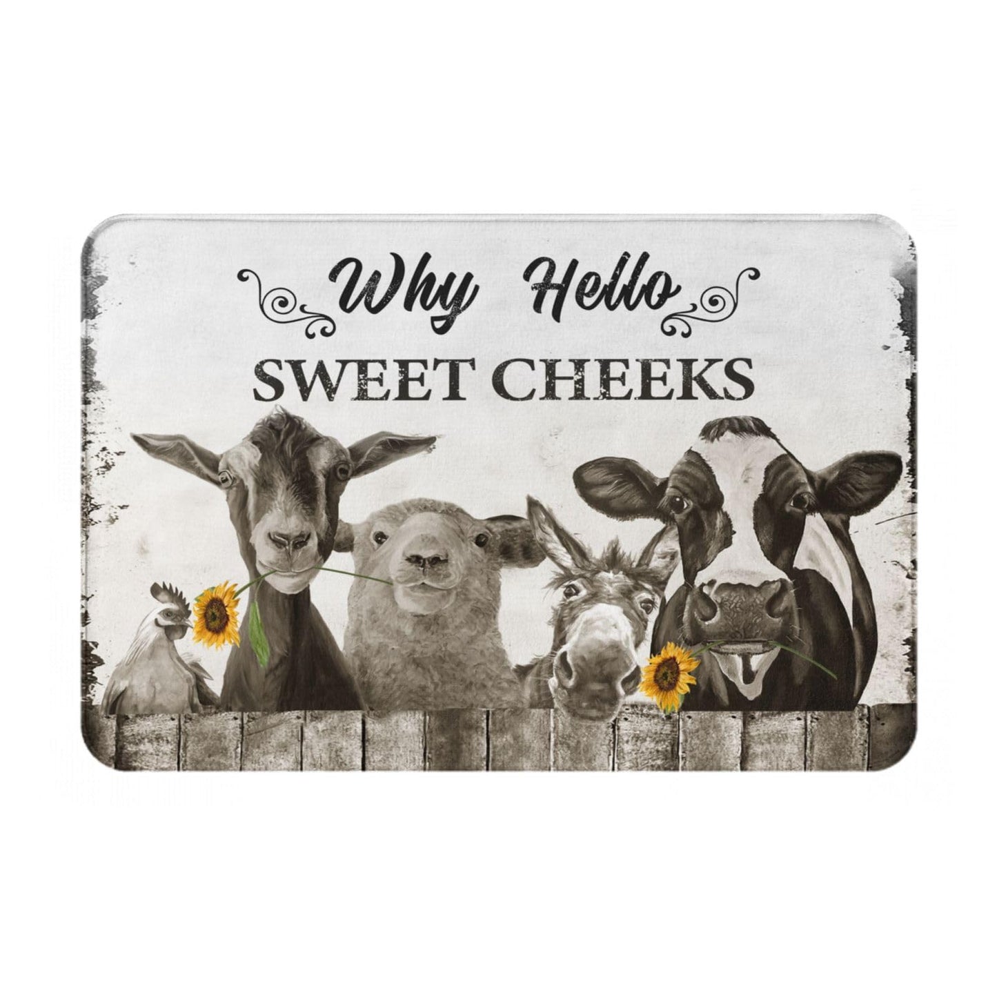 Farmhouse Cow Bath Mat 16"x24" Non Slip Washable