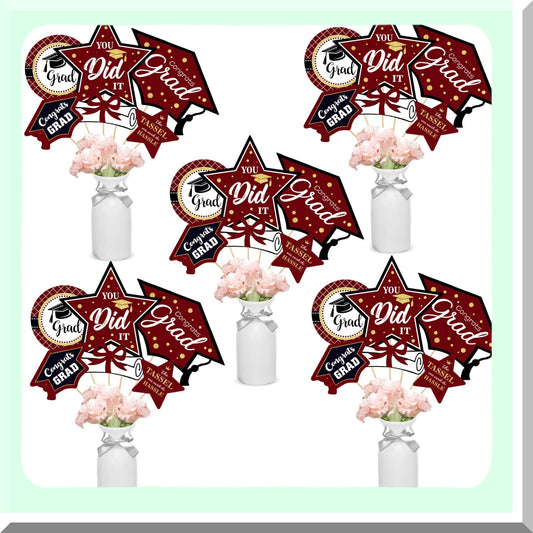 Maroon and Gold Graduation Decorations Set of 24