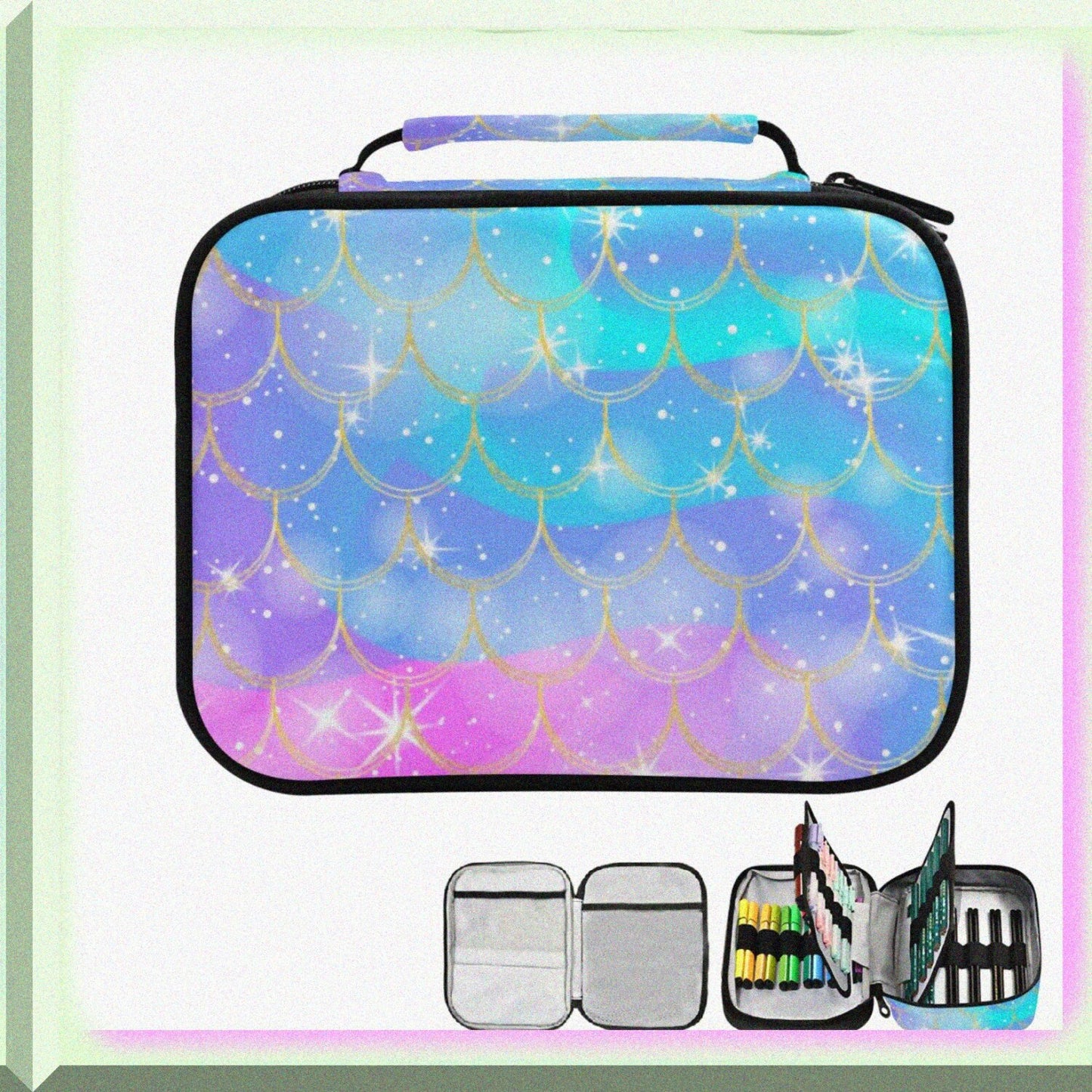 Colored Pencil Case Mermaid Gold Scales 96 Slots
