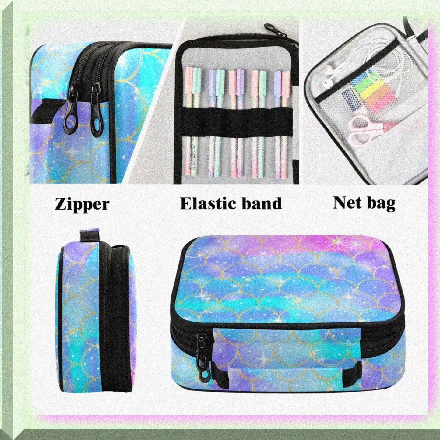 Colored Pencil Case Mermaid Gold Scales 96 Slots