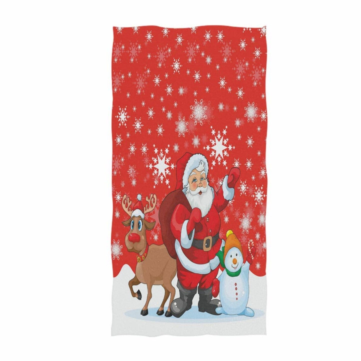 Reindeer Snowman Guest Towel 16"x30" Red