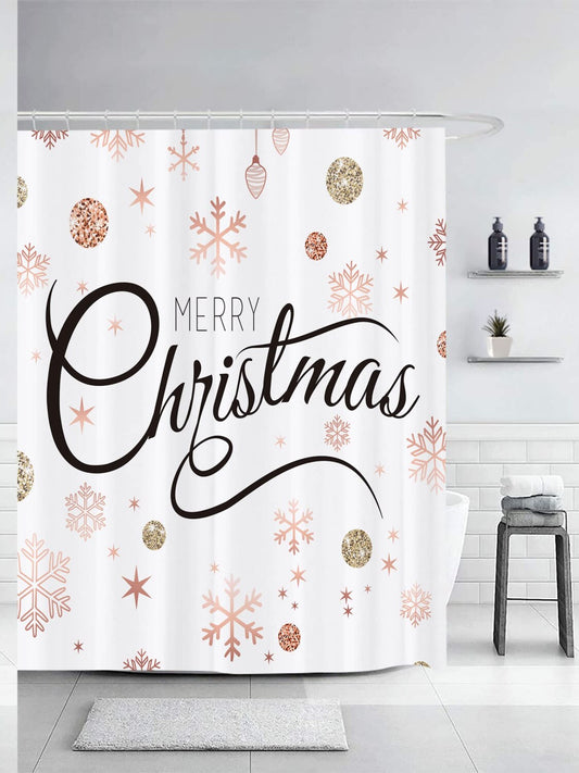Happy Merry Rose Gold Shower Curtain 72x72 Inches