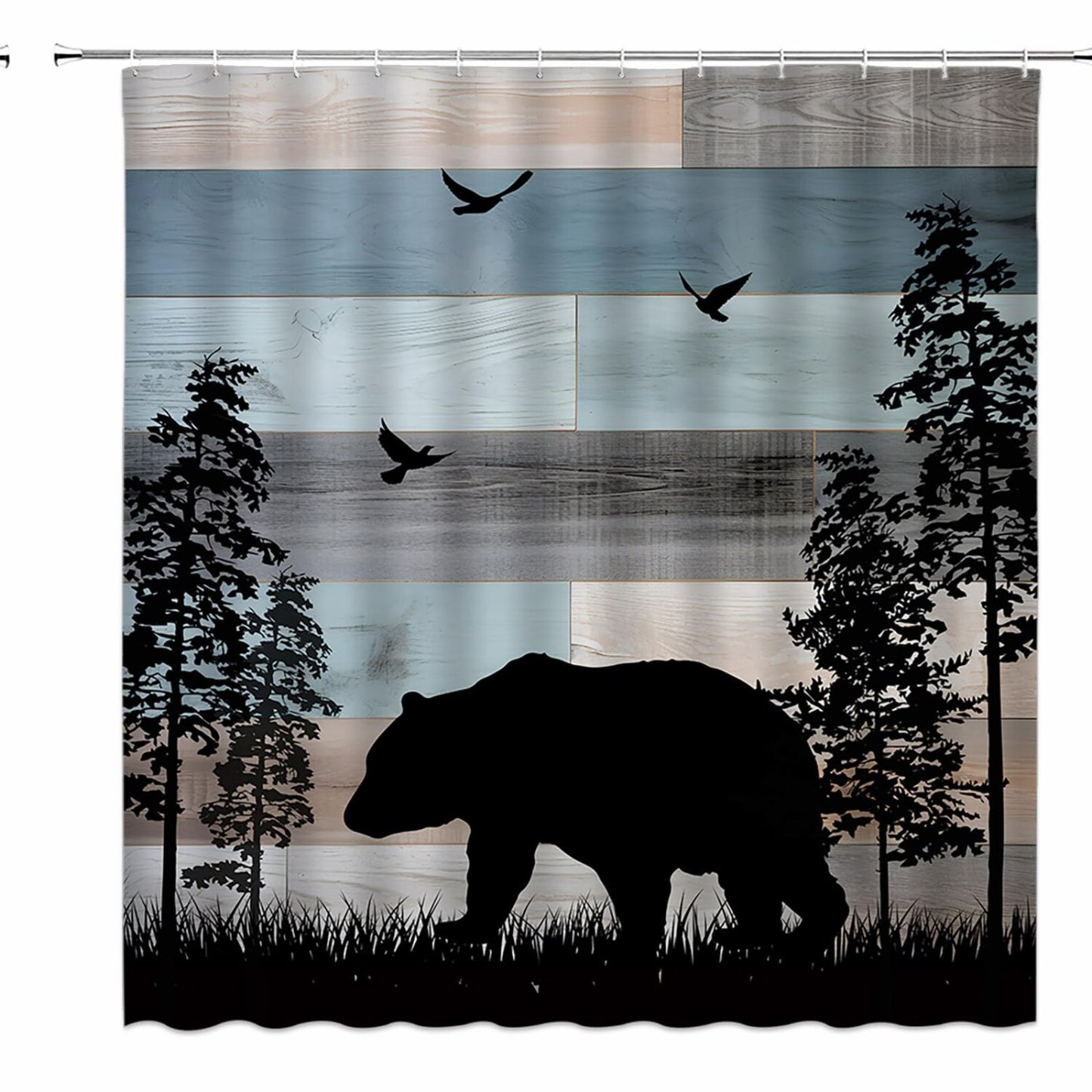 Rustic Bear Shower Curtain 70x70 Inch with Hooks