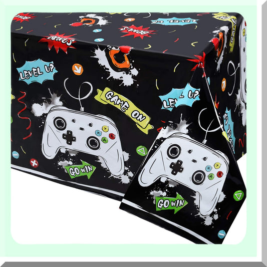 Watercolor Video Game Party Tablecloth for Kids