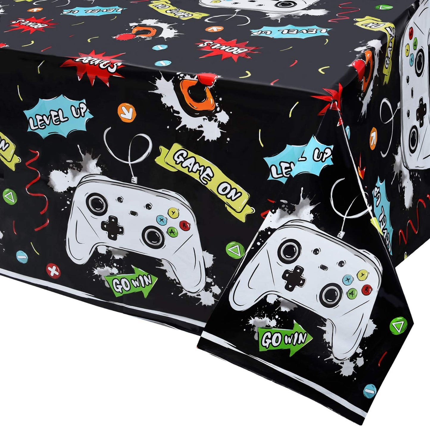 Watercolor Video Game Party Tablecloth for Kids