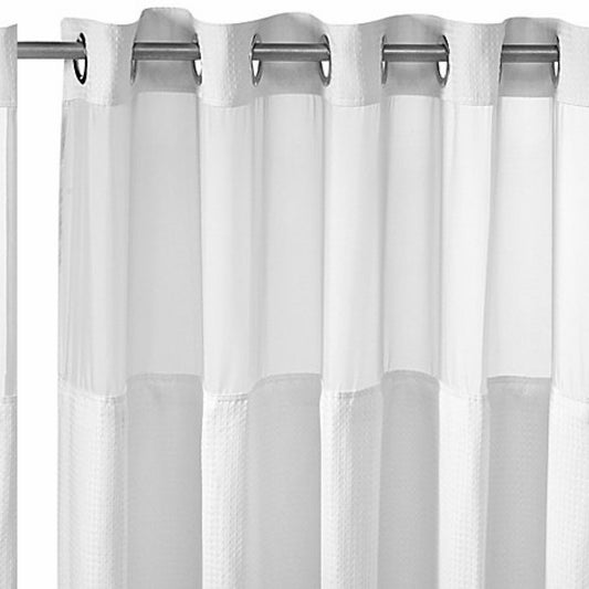 Waffle 71" x 74" White Shower Curtain Set