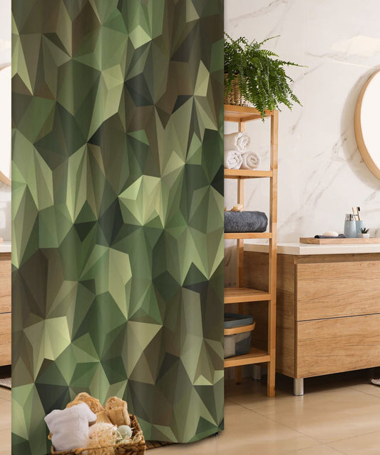 Geometric Shower Curtain 36x72 Olive Green Brown