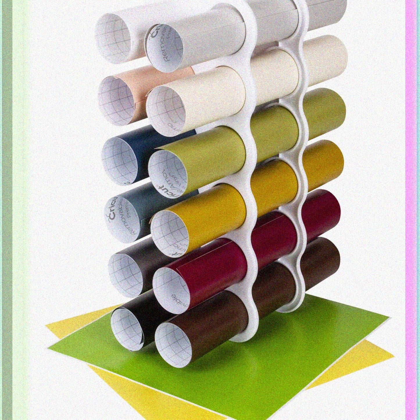 Vinyl Storage Rack Holds 12 Rolls White