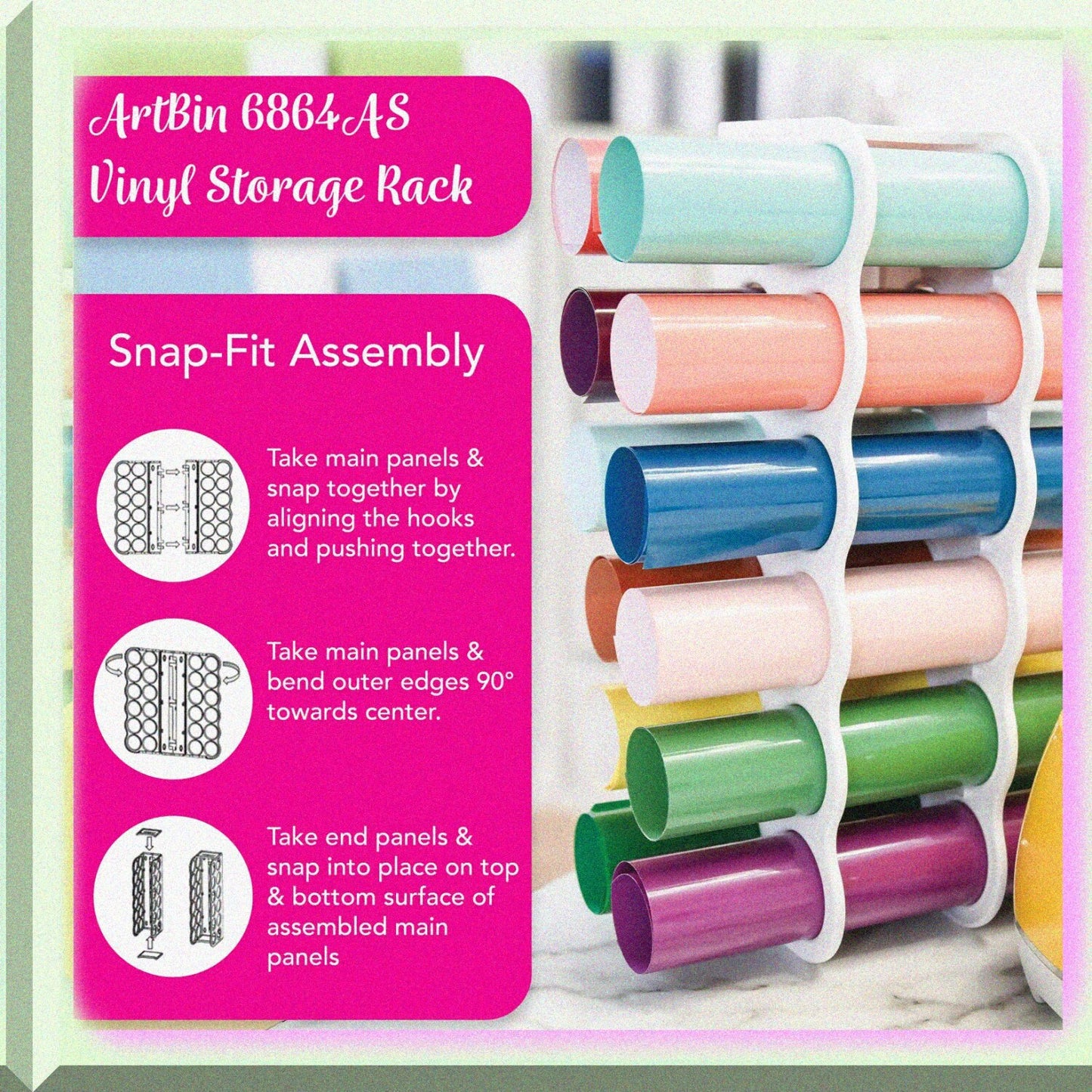 Vinyl Storage Rack Holds 12 Rolls White