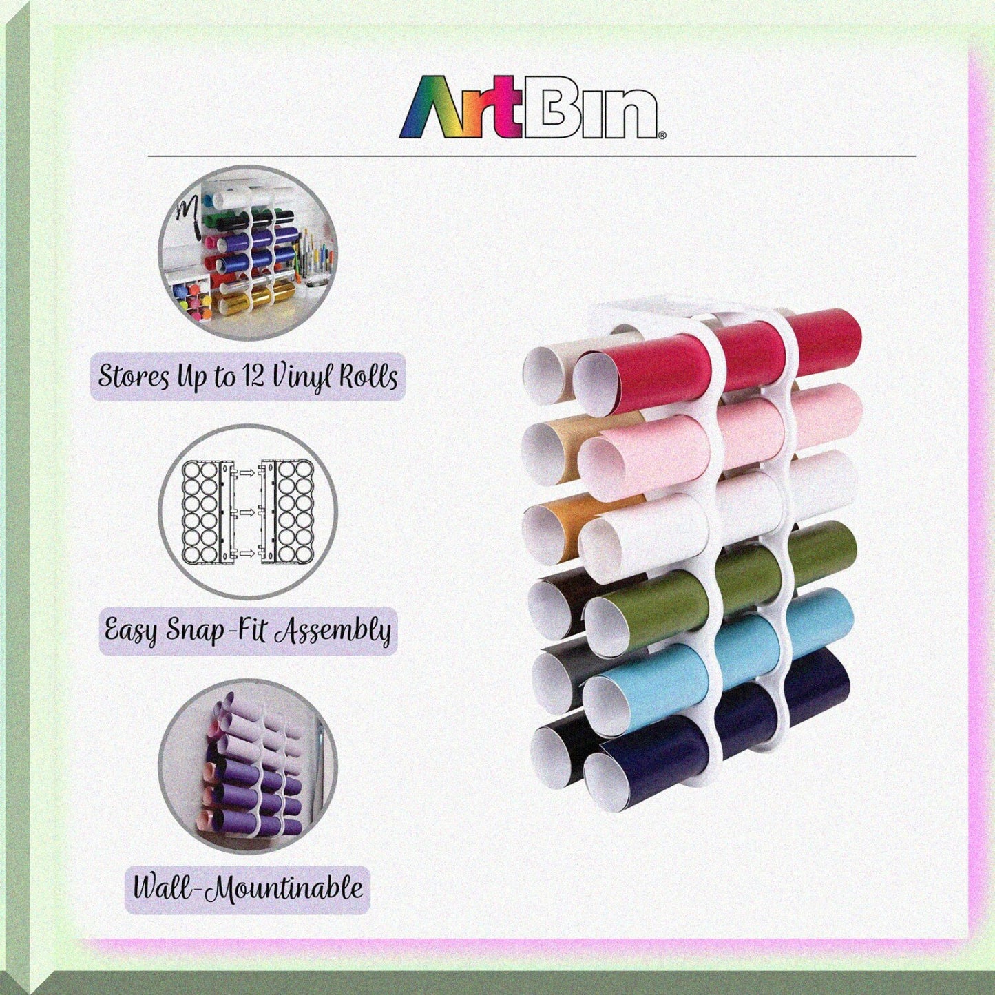 Vinyl Storage Rack Holds 12 Rolls White