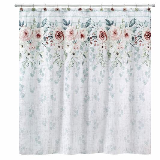 Fabric Shower Curtain Floral Spring Garden 72"