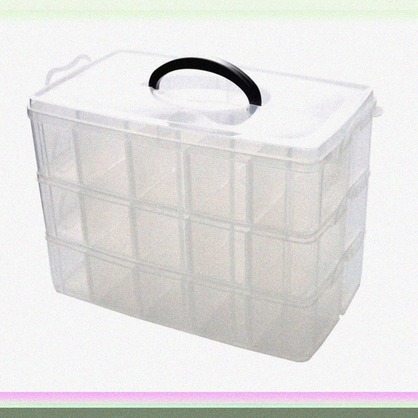 3-Tier Stackable Plastic Storage Box with 30 Compartments