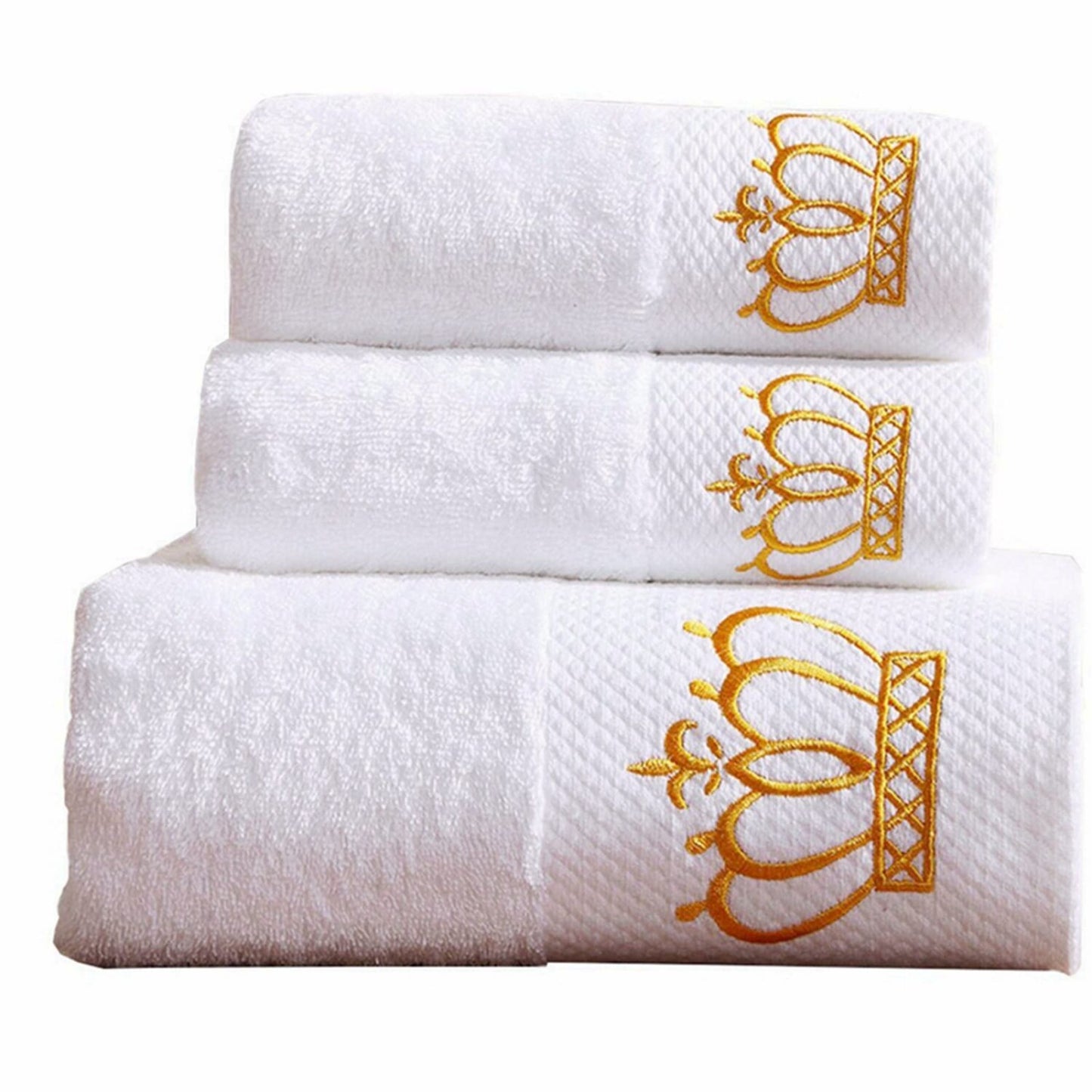 Cotton Bath Towel Set with Embroidery, 3 Pieces
