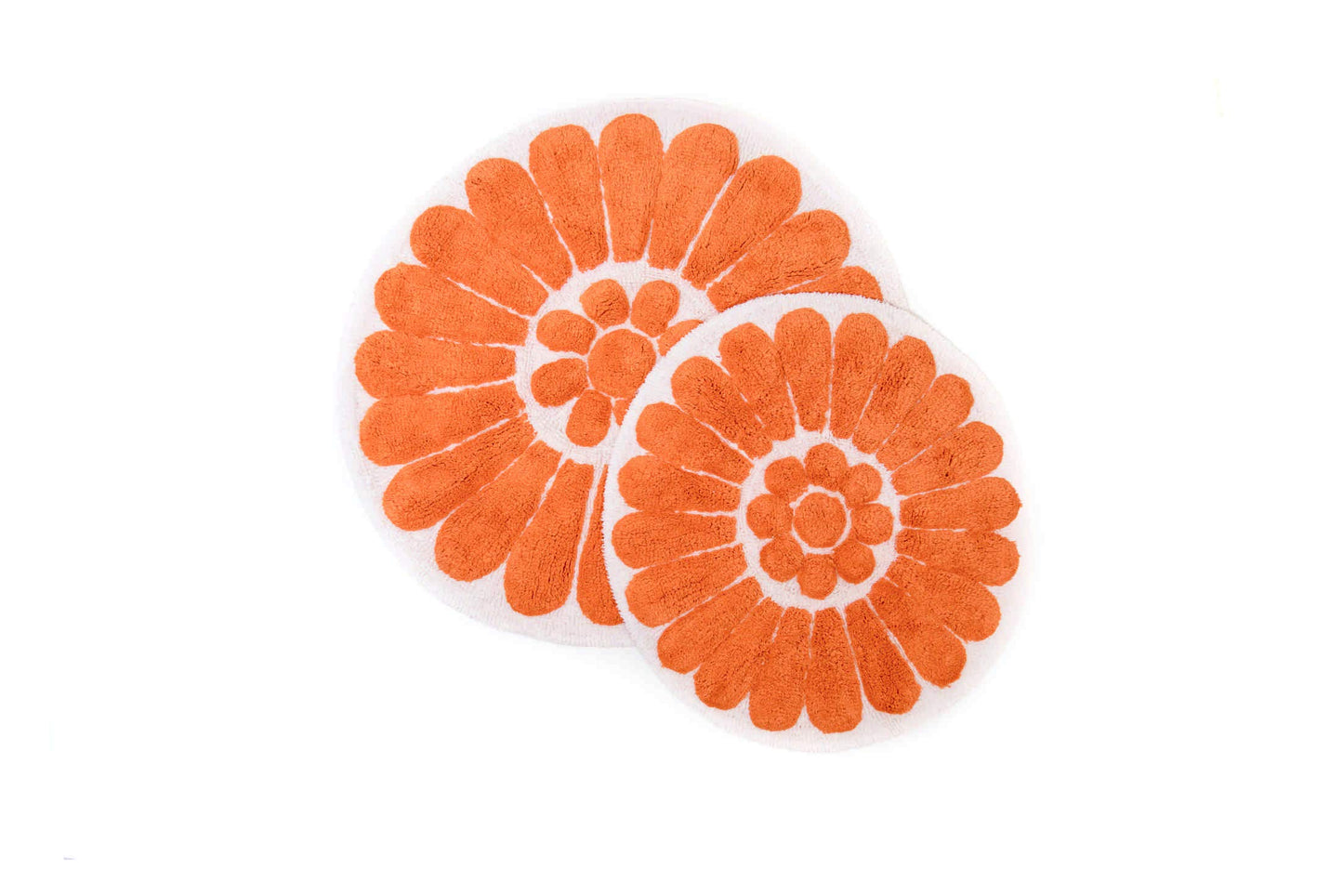 Bursting Flower 2 Pc. White Coral Round Bath Rug Set