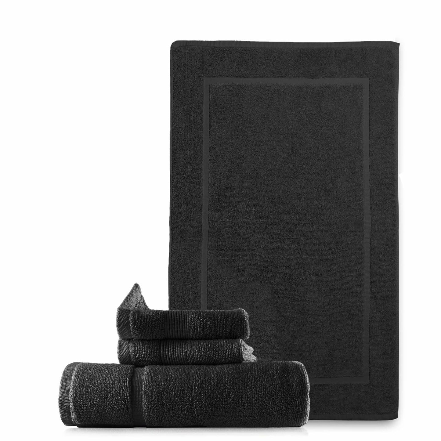 Bath Mat Towels 100% Cotton Black
