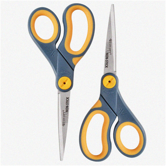 TitanGlide Non-Stick Scissors Pack of 2 8" Grey/Yellow