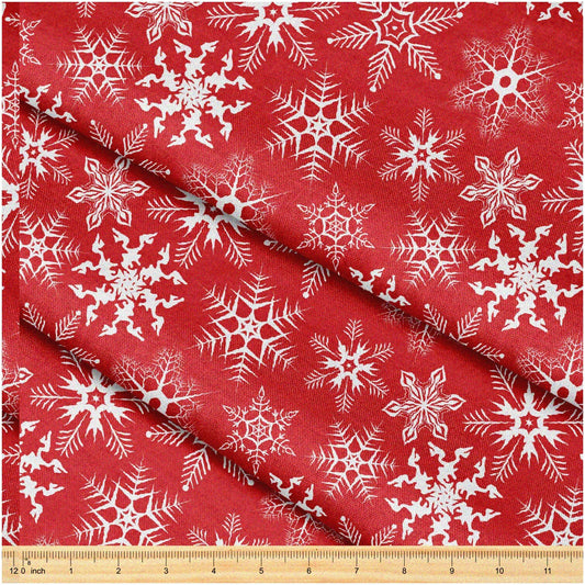 Snowflake Splendor Fabric 58" x 1 Yard Red Snowflakes