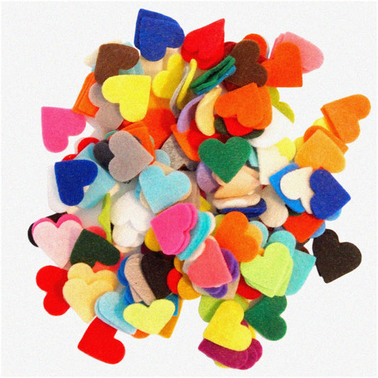 1" Felt Hearts - 200pc Mixed Color Pack