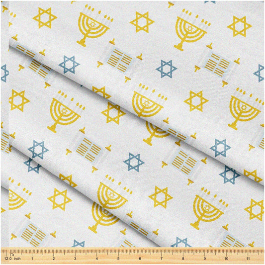 Hanukkah Menorah Fabric 58" x 1 Yard Decorative Cloth