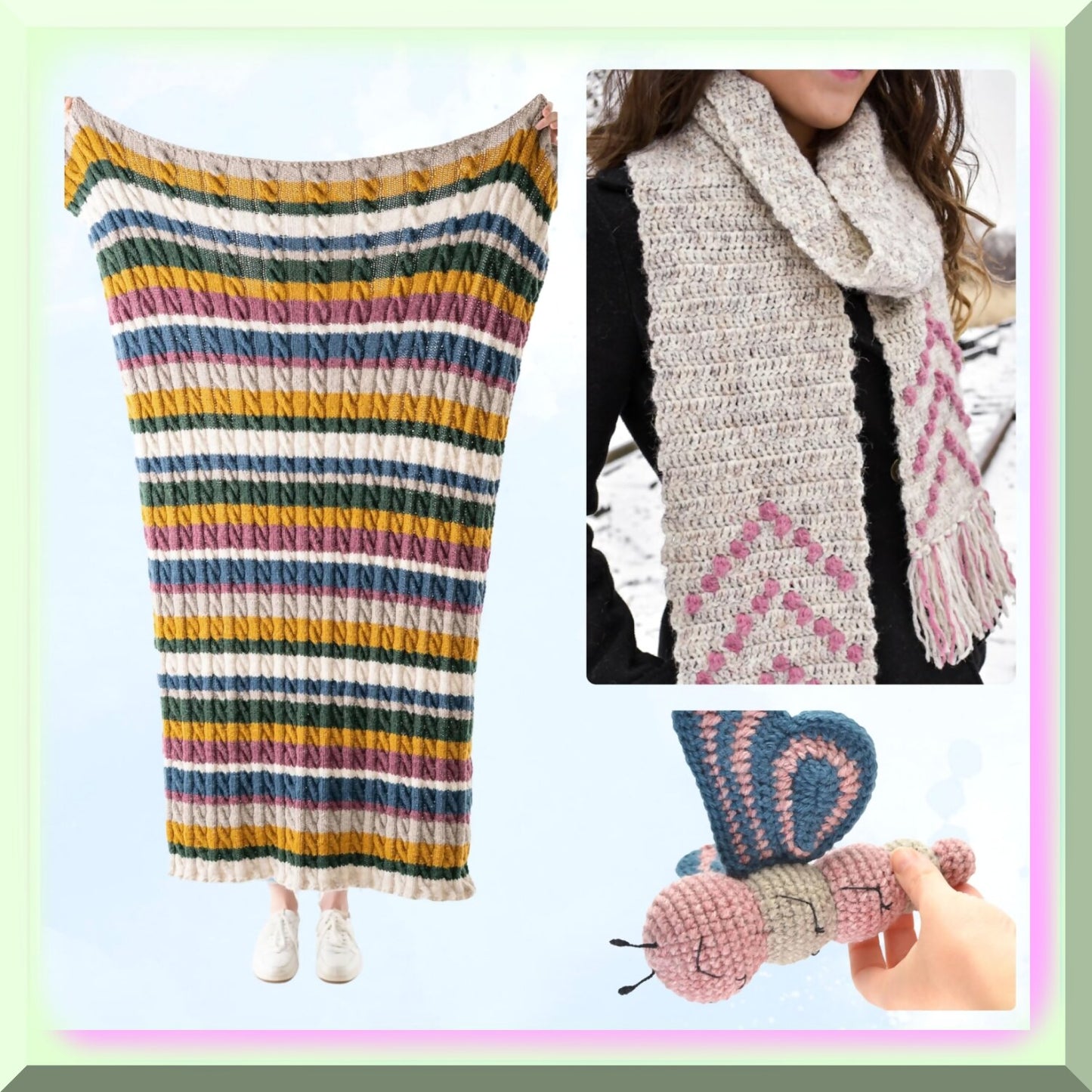 10 Skeins Wool-Ease Oxford Grey Yarn with Project Bag