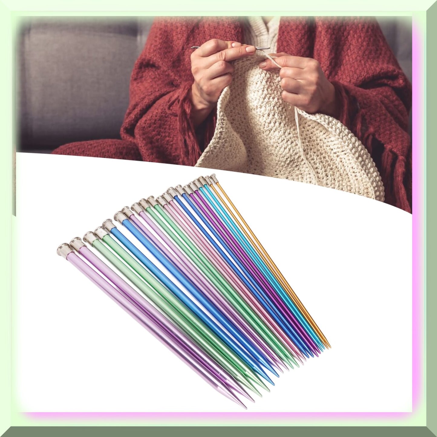 10 Pairs 25cm Aluminum Single Pointed Knitting Needles