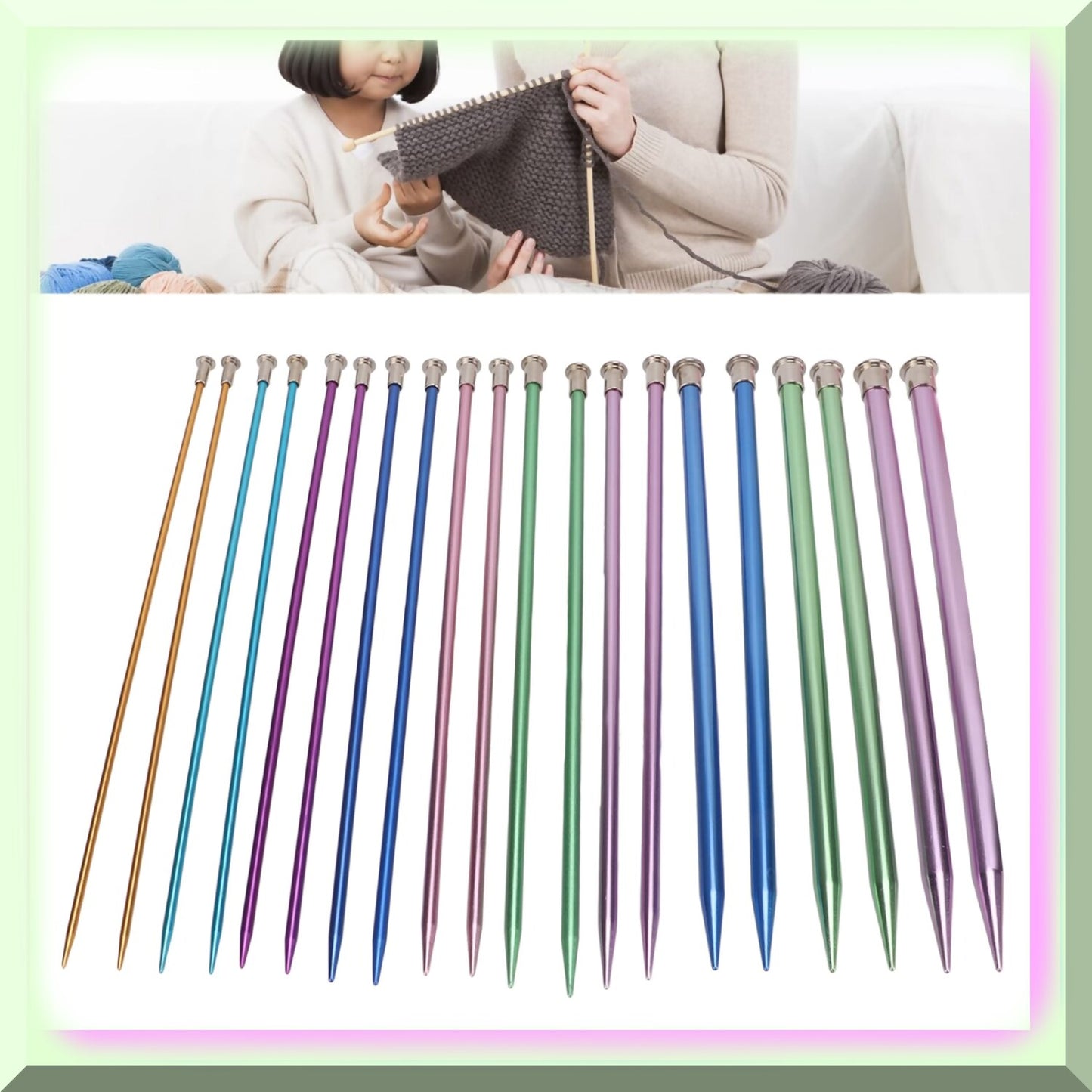 10 Pairs 25cm Aluminum Single Pointed Knitting Needles