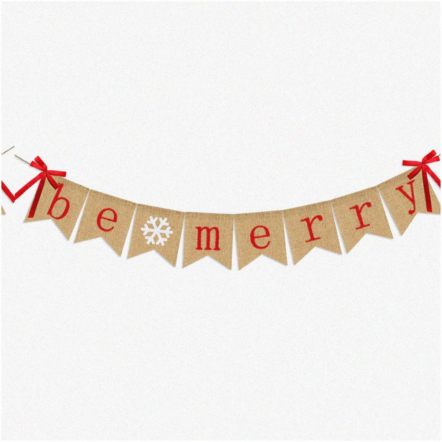 Snowflake Merry Burlap Banner for Xmas Holiday Decor