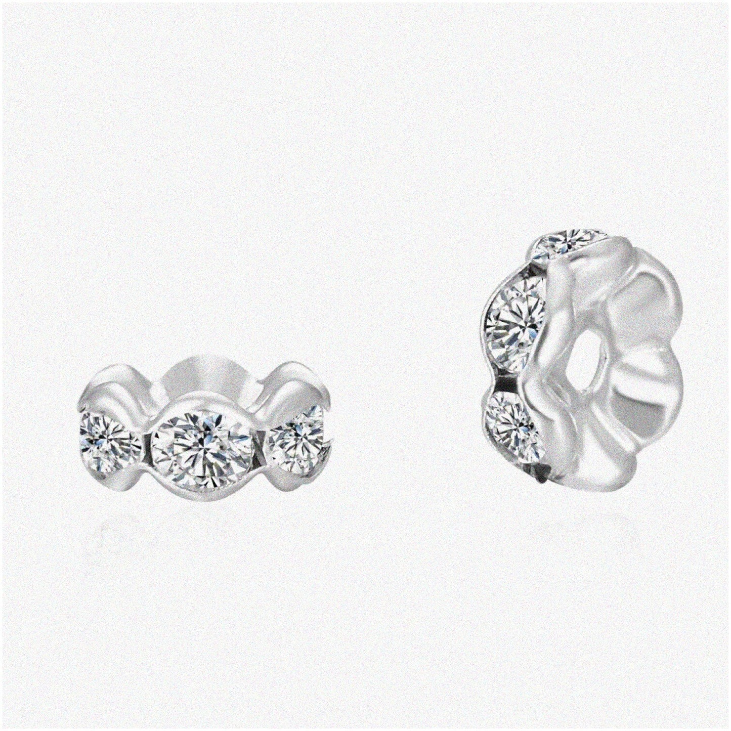 10mm Crystal Rhinestone Spacer Beads 200pcs Silver Plated