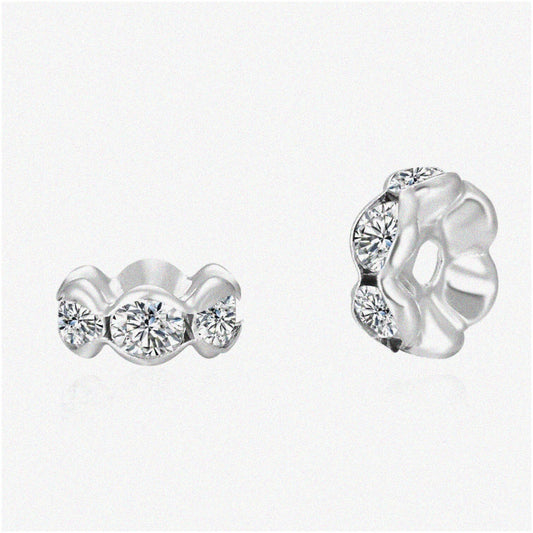 10mm Crystal Rhinestone Spacer Beads 200pcs Silver Plated