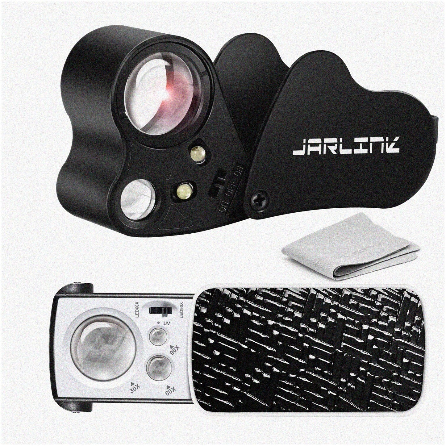 GemGlow 2-in-1 Jewelers Loupe Set with UV Black Light and LED