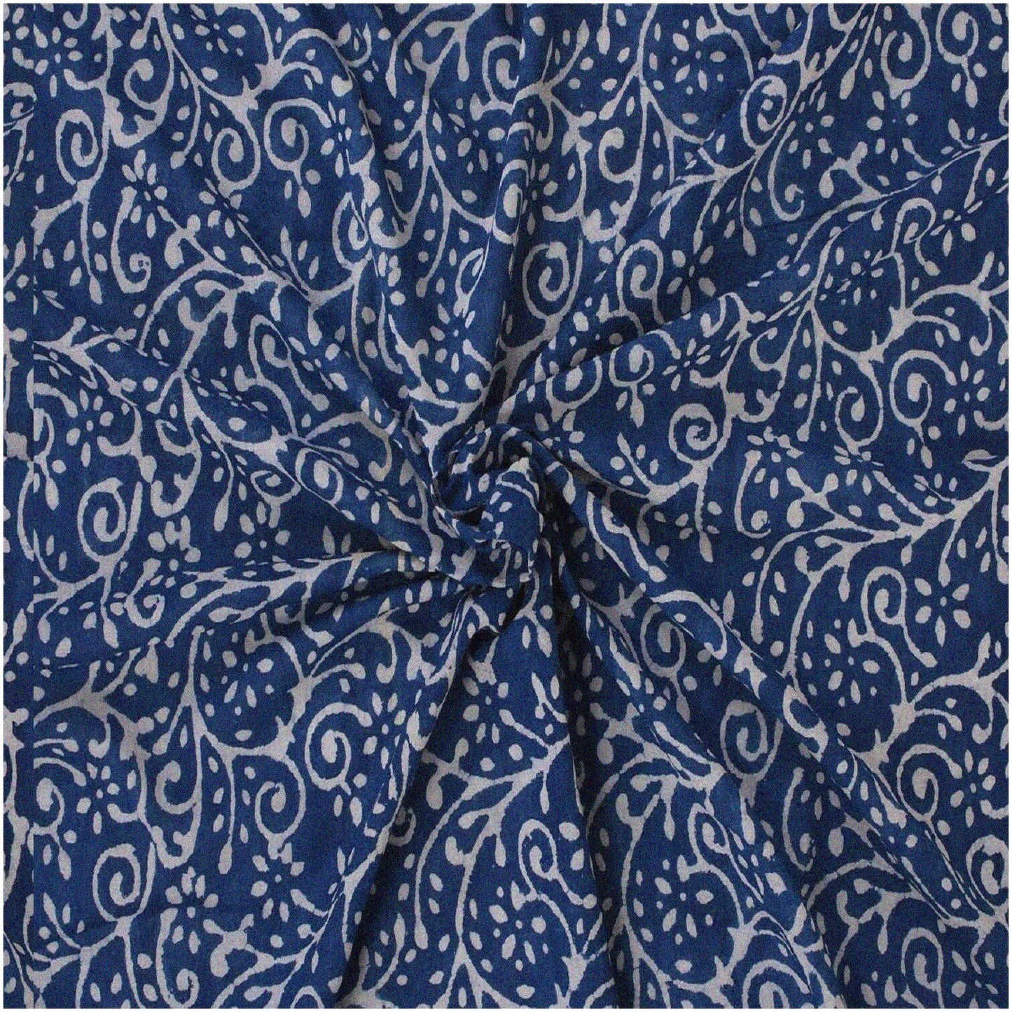 Indigo Floral Cotton Fabric 44" for Dressmaking