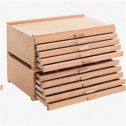 10-Drawer Wooden Storage Box for Pastels and Art Supplies