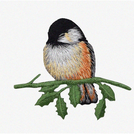 Chickadee Embroidered Iron-On Patch 2.5" x 2"