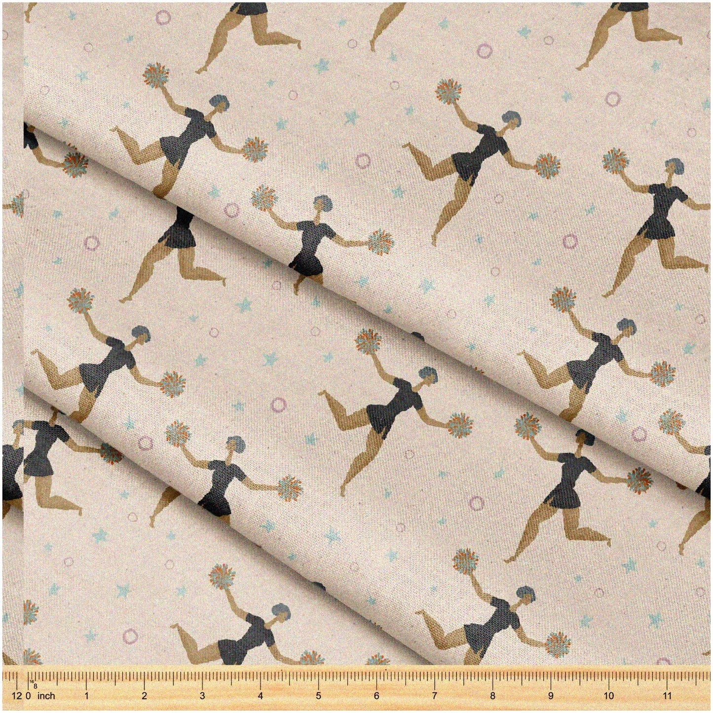 Vibrant Cheerleader Girls Fabric 58" 1 Yard