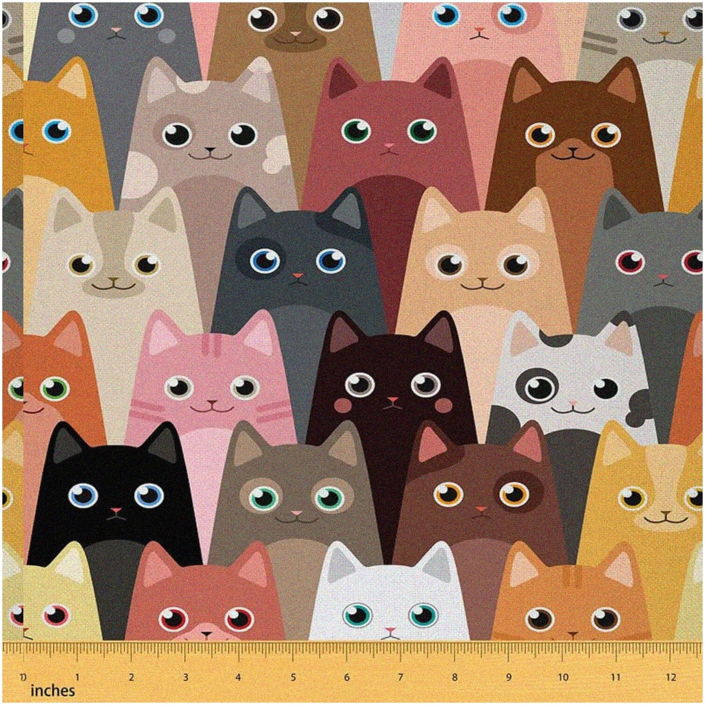 Kawai Cat Haven Fabric Waterproof Outdoor Yellow 5 Yards