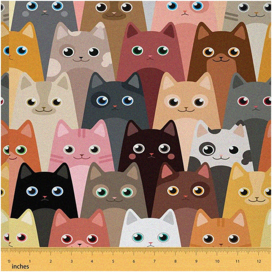 Kawai Cat Haven Fabric Waterproof Outdoor Yellow 5 Yards