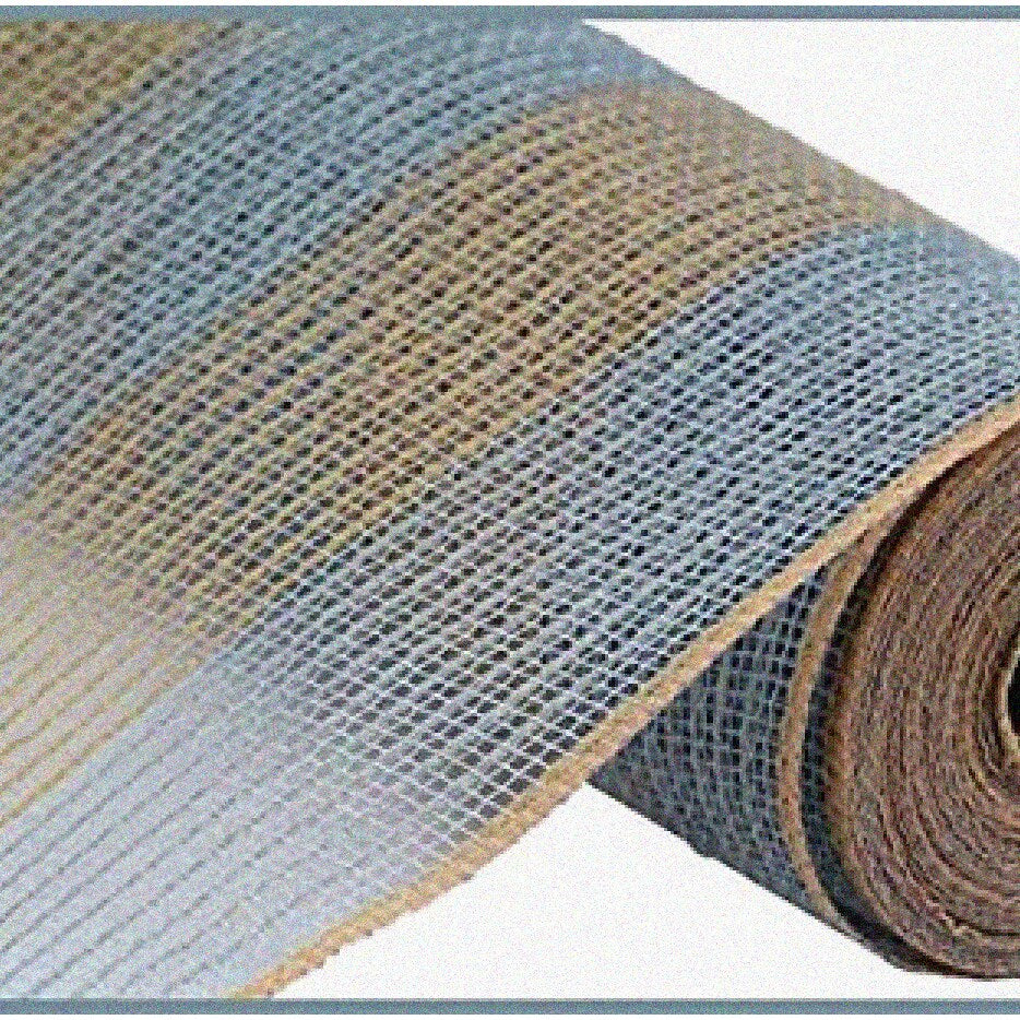 Poly Jute Burlap Deco Mesh Grey Stripe 10.5" x 10 Yards