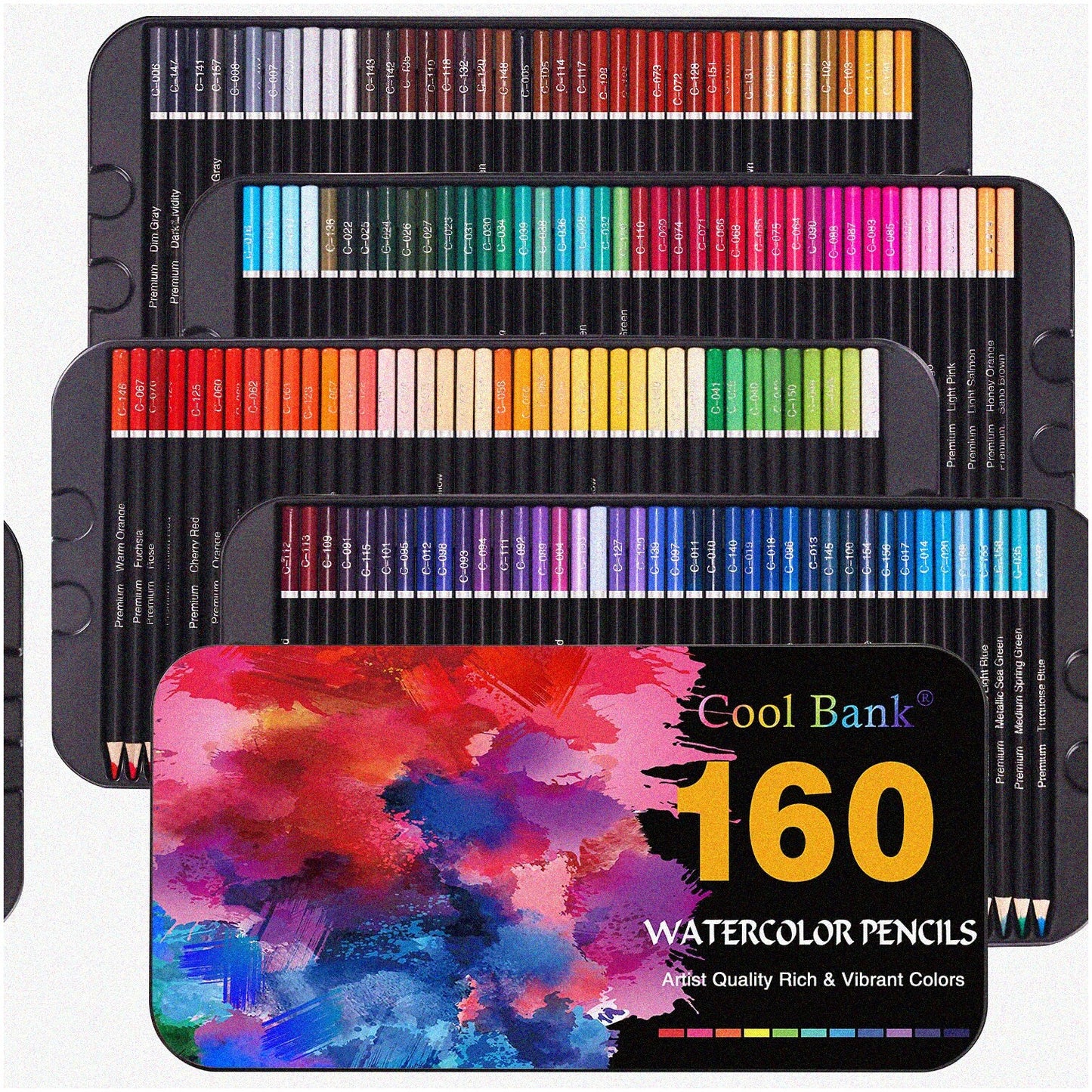Vibrant Watercolor Pencils Set 160 in Tin Box