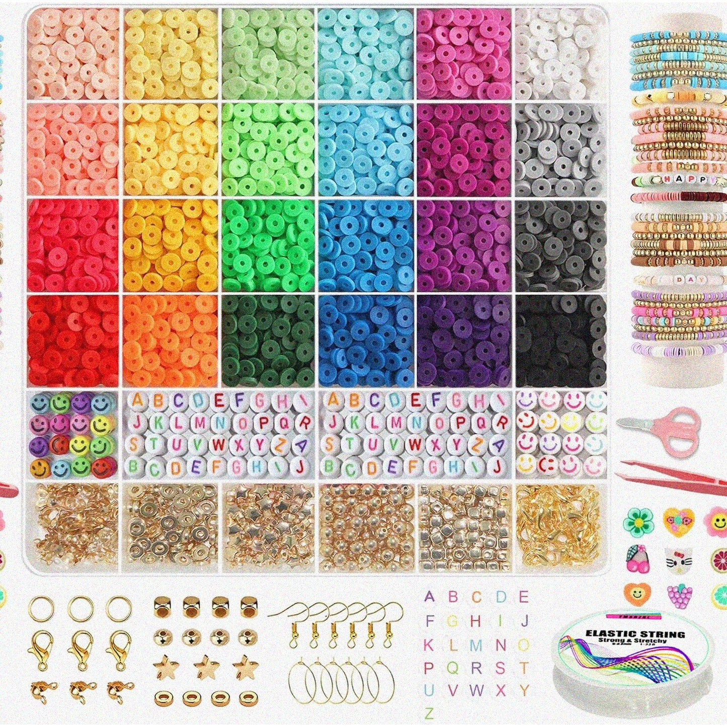 6000+PCS Colorful Clay Beads Bracelet Kit for Jewelry Making