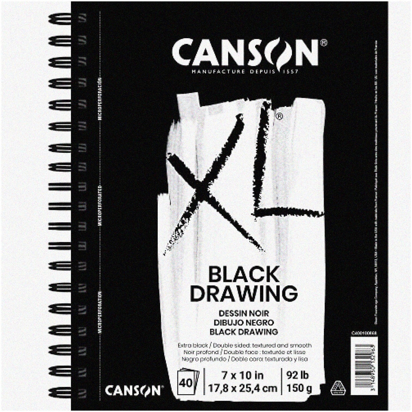 InkCraft XL Black Wirebound Artist Pad 7x10 40 Sheets