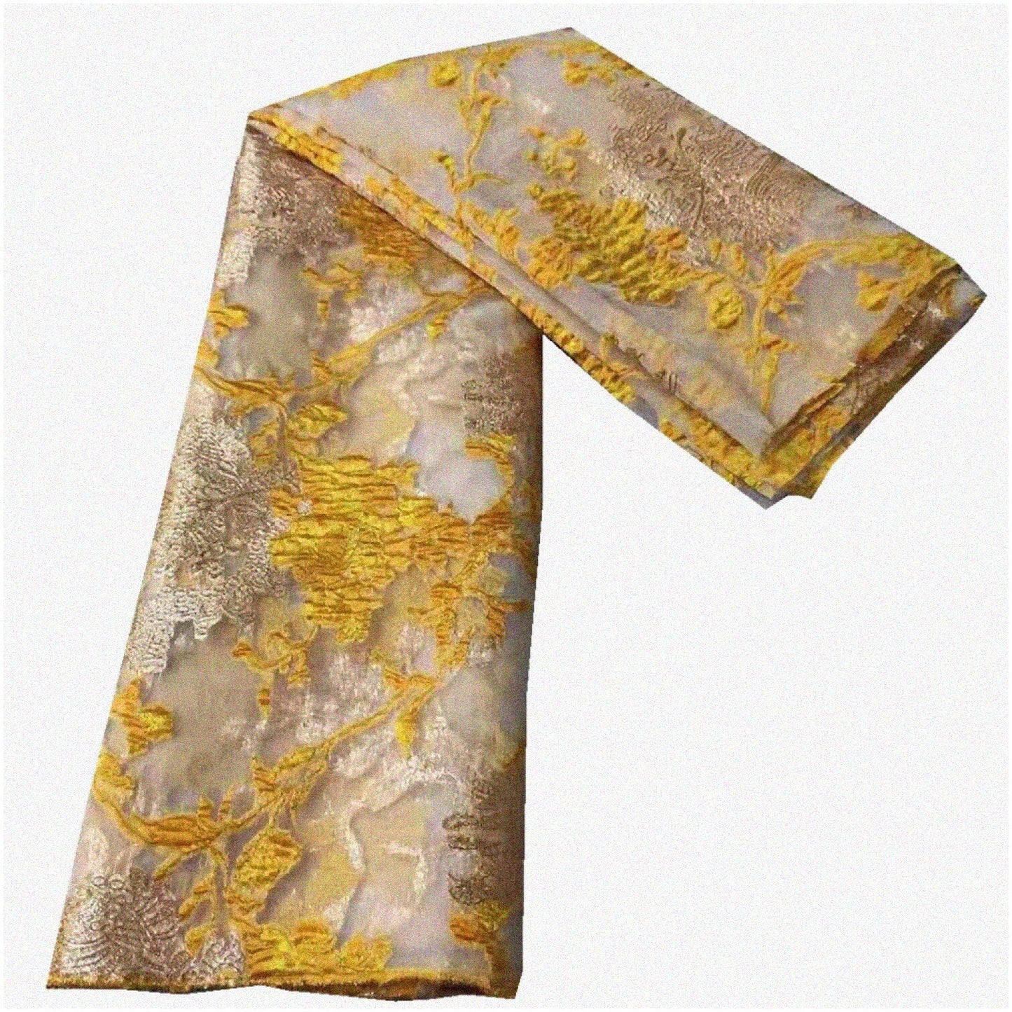 White Brocade Jacquard Tissue Lace Fabric 5Yards