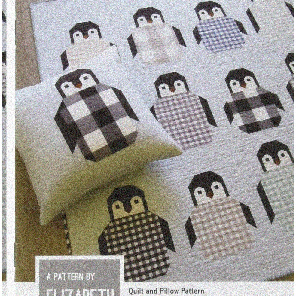 Penguin Quilt Pattern for 20x20 Pillow, 50x50 Quilt, 60x66 Blanket