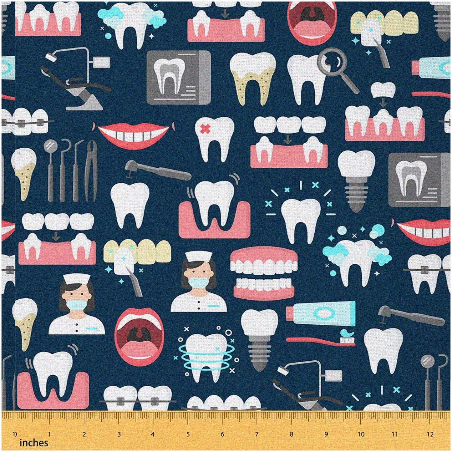 ToothTastic Dental Care Theme Fabric 1 Yard