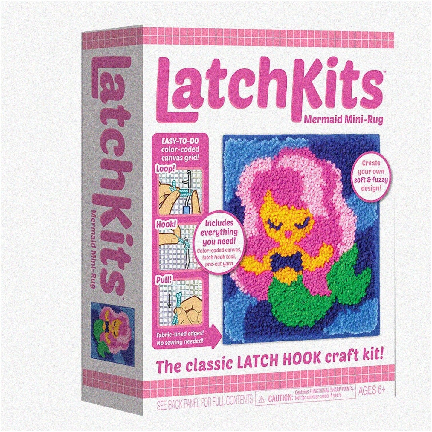 Mermaid Mini-Rug Kit with Canvas, Yarn, Tool