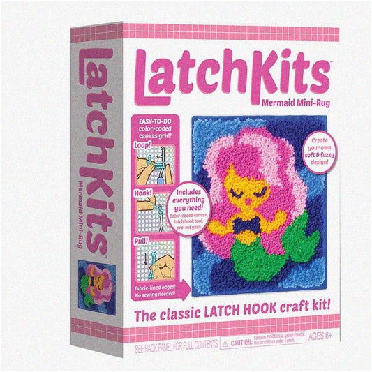 Mermaid Mini-Rug Kit with Canvas, Yarn, Tool