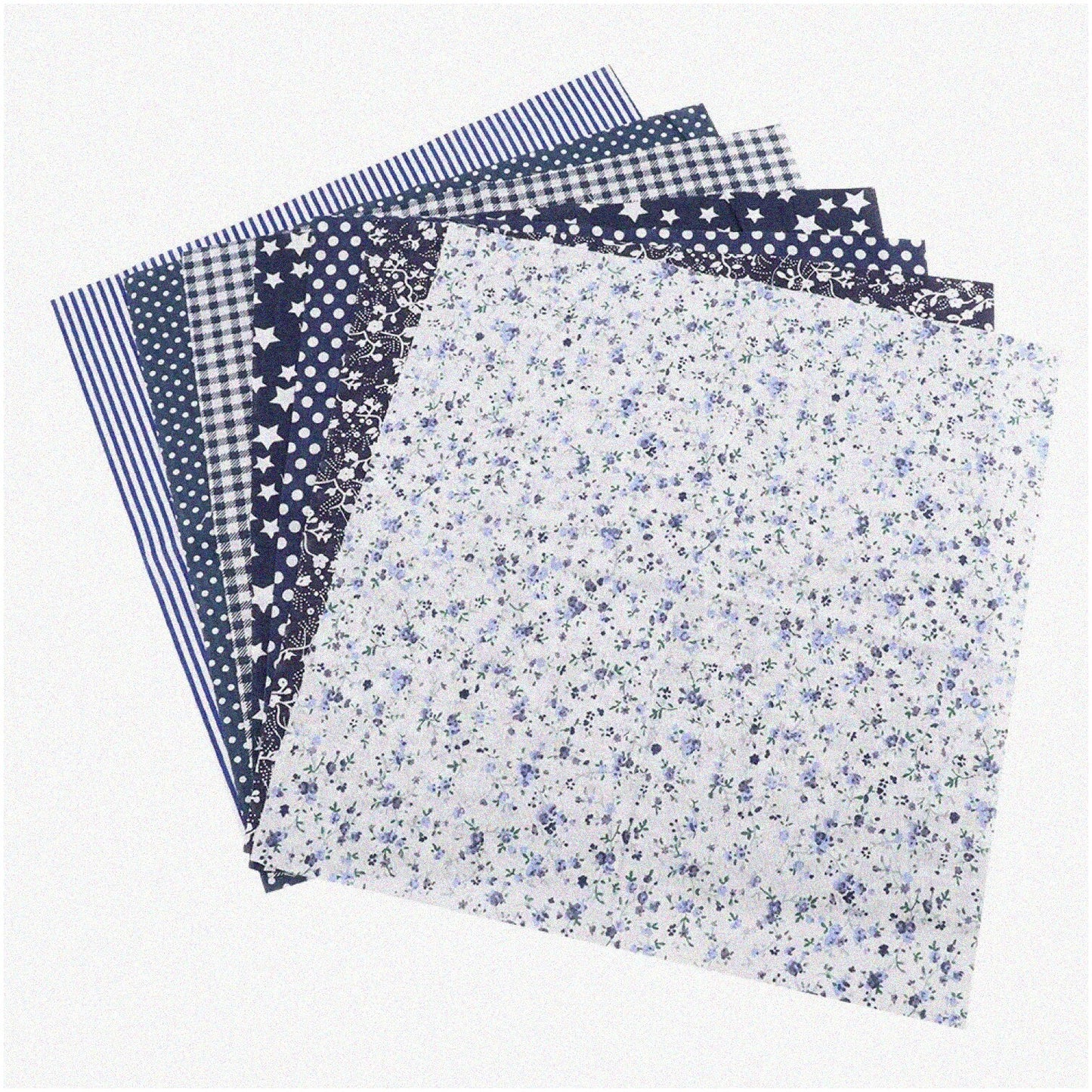 Floral Dots Cotton Fabrics Bundle 7pcs 50x50cm