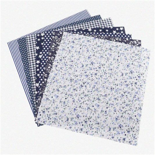 Floral Dots Cotton Fabrics Bundle 7pcs 50x50cm