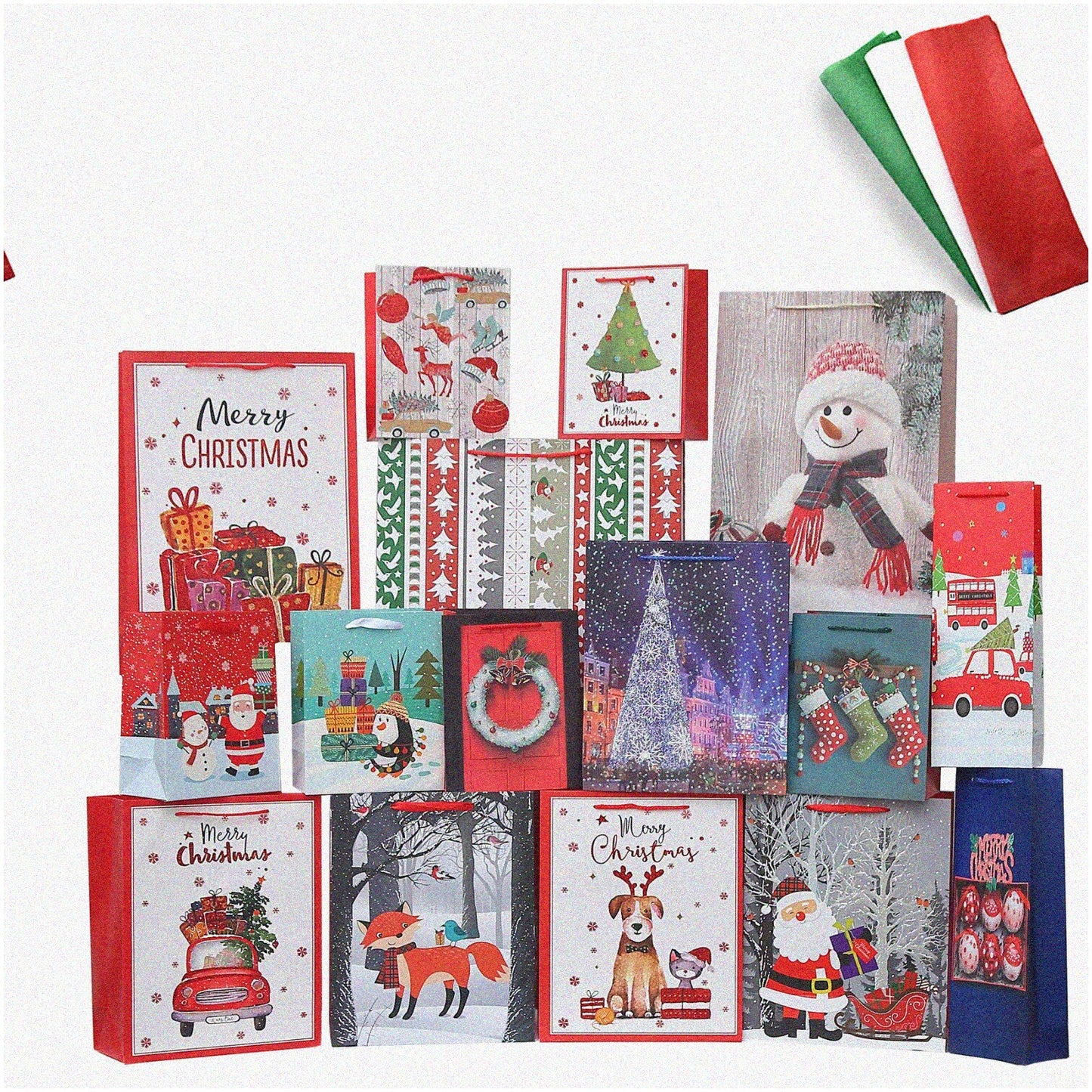 Assorted Glitter Gift Bags Set 16 Count